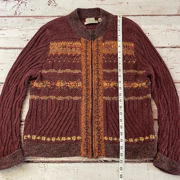 Vintage Sigrid Olsen Sport Cardigan Silk Wool Cable Knit Grandma knitted By Hand - Picture 7 of 12